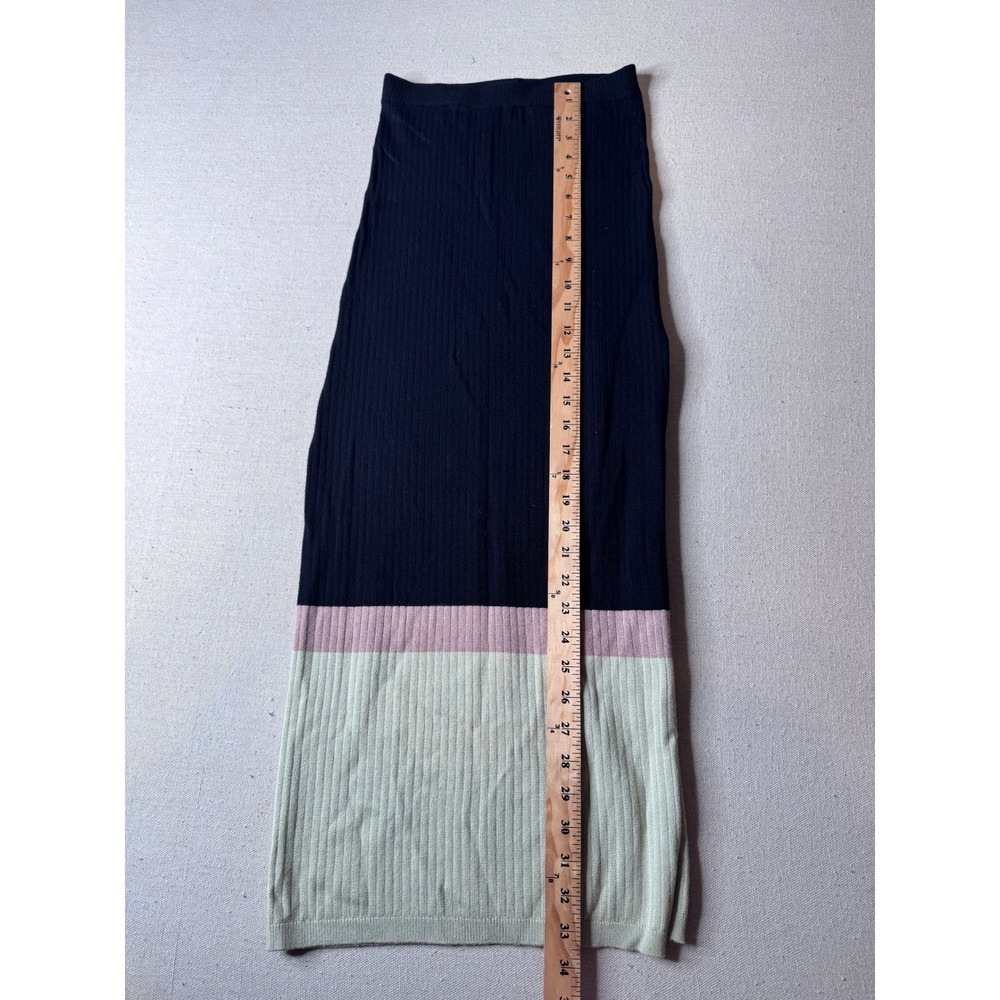Free People Ribbed Bodycon Knit Midi Skirt Colorblock Side Slit Stretch Small - Picture 3 of 6